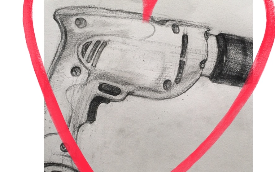 素描教程美院级写实基础素描画一个电钻