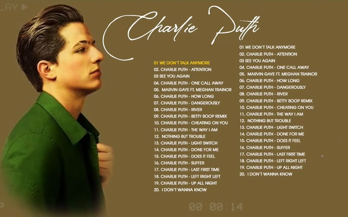 [图]查里斯·普斯 美国歌手 金曲精选 Charlie Puth Greatest Hits Full Album - Charlie Puth Best Songs