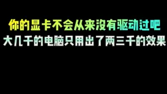 你的显卡不会从来没有驱动过吧，大几千的电脑只用出了两三千的效果
