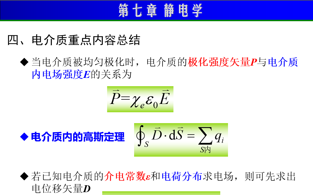 [图]第7章 静电学-9 电介质及其极化，极化强度矢量，电介质中的高斯定理