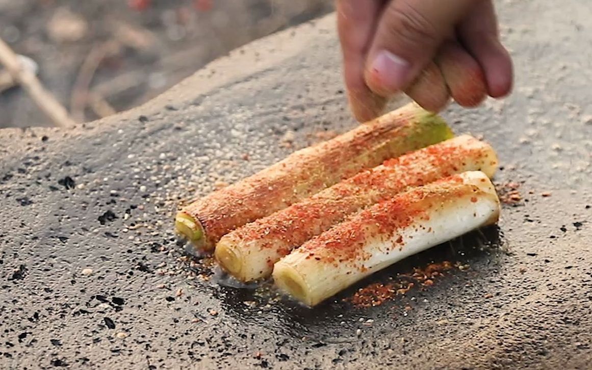 天冷了,多吃点大葱对身体好,特色烤大葱,养胃消毒#户外美食_哔哩哔哩