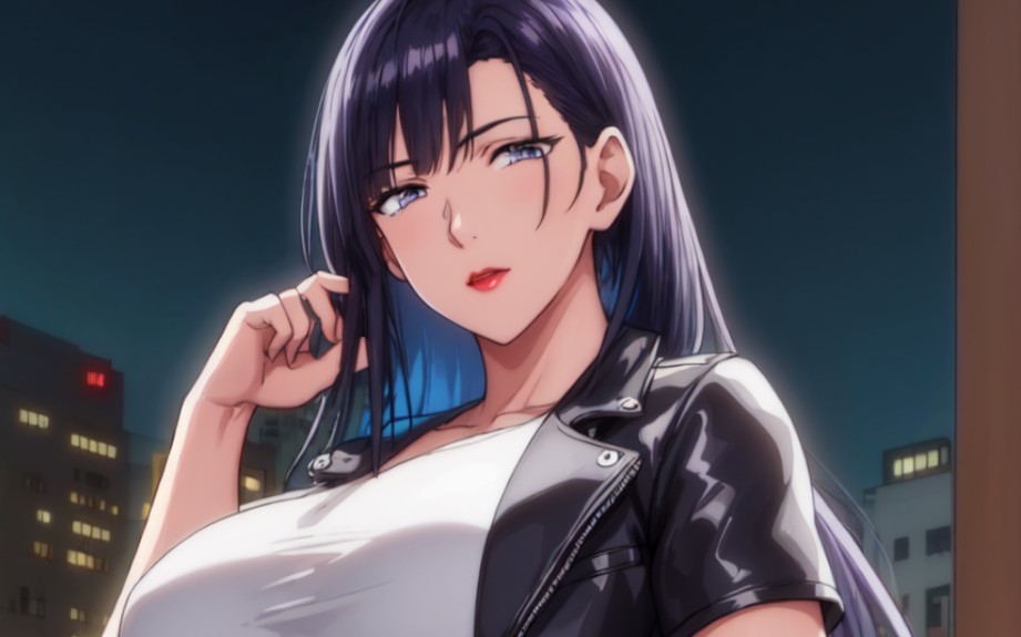 ai绘画 黑皮裤t恤