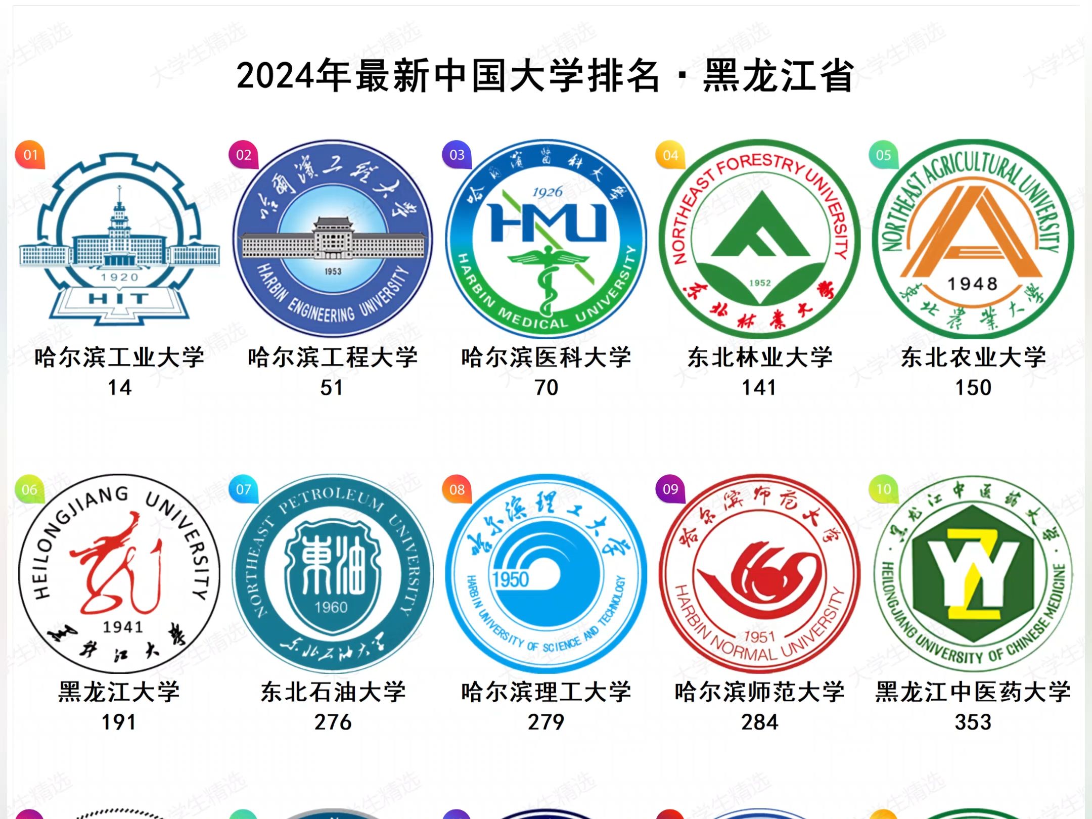 2024年最新黑龙江省大学排名哔哩哔哩bilibili