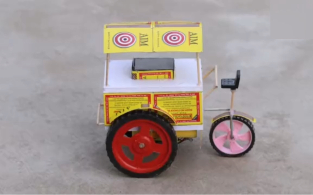活动作品火柴盒diy制作遥控冰淇凌三轮车