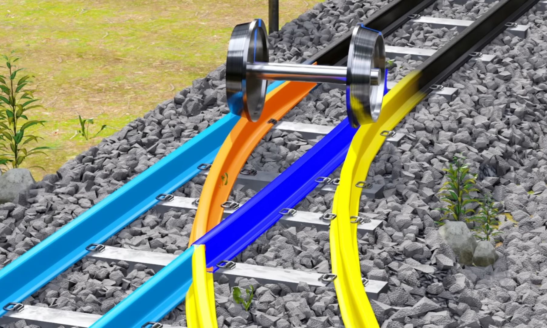 火车是怎么变轨的?3d动画演示其原理,设计师太牛了!