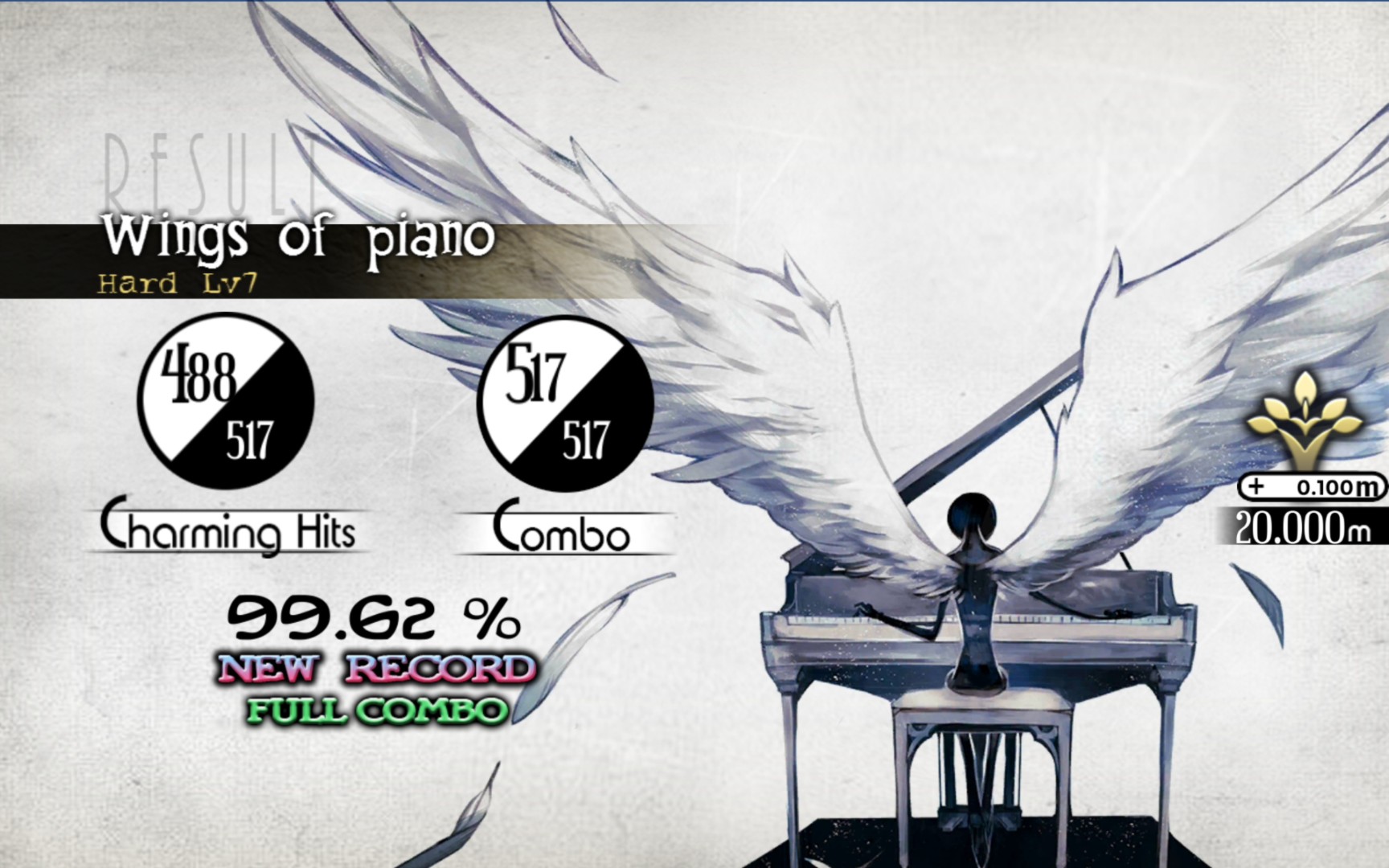 【deemo/新手】唯美的音樂wings of piano hard lv7 full combo!99.