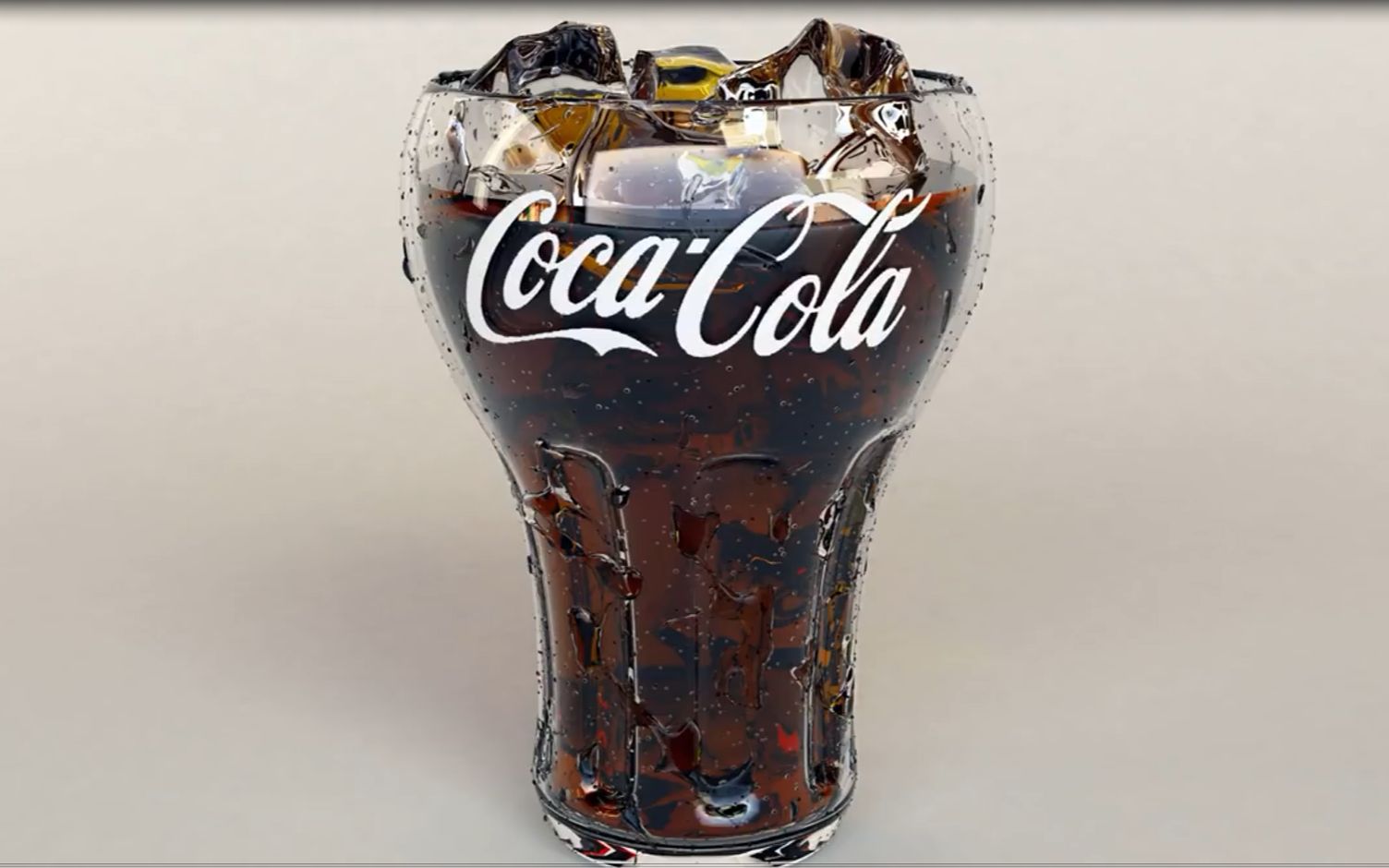 3ds max - glass of coca cola & water drops .