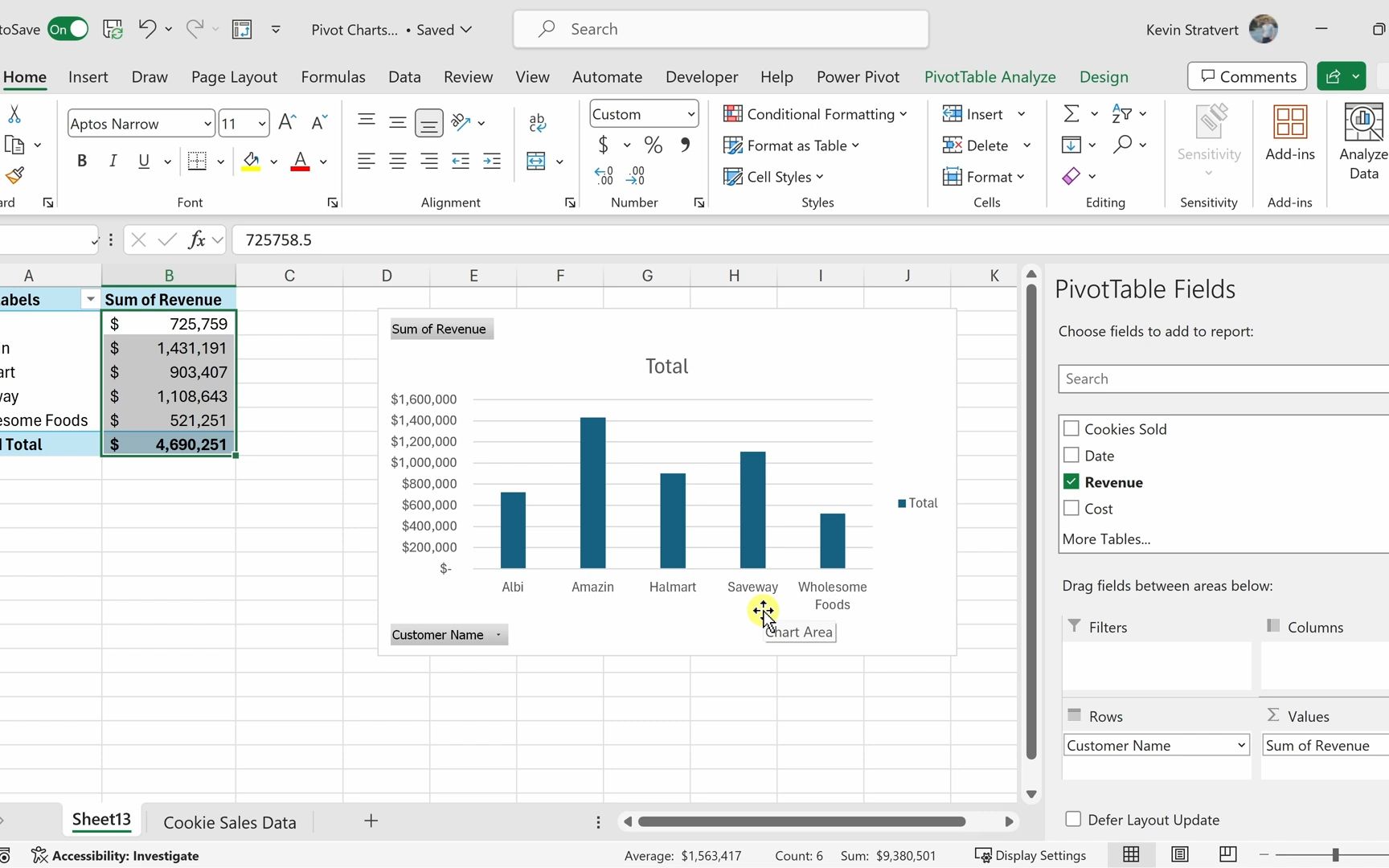 如何在 excel 中制作数据透视图 (英文)
