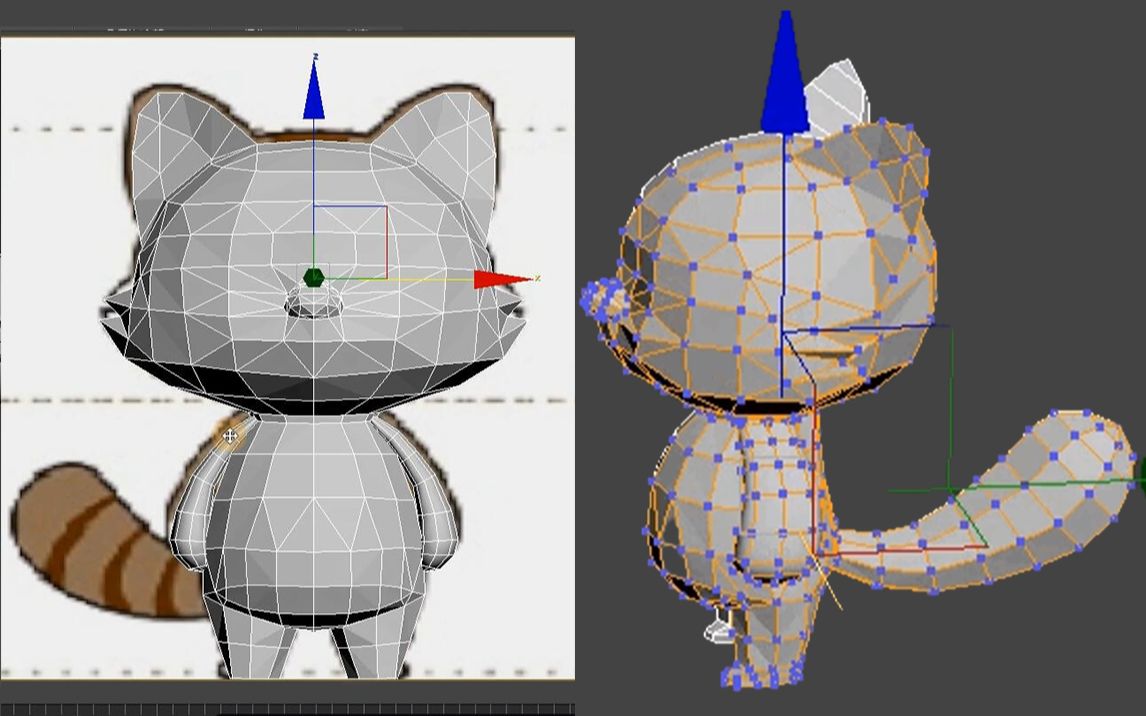 【3dmax建模】零基礎小浣熊動物模型建模,3d動物模型佈線詳細教學