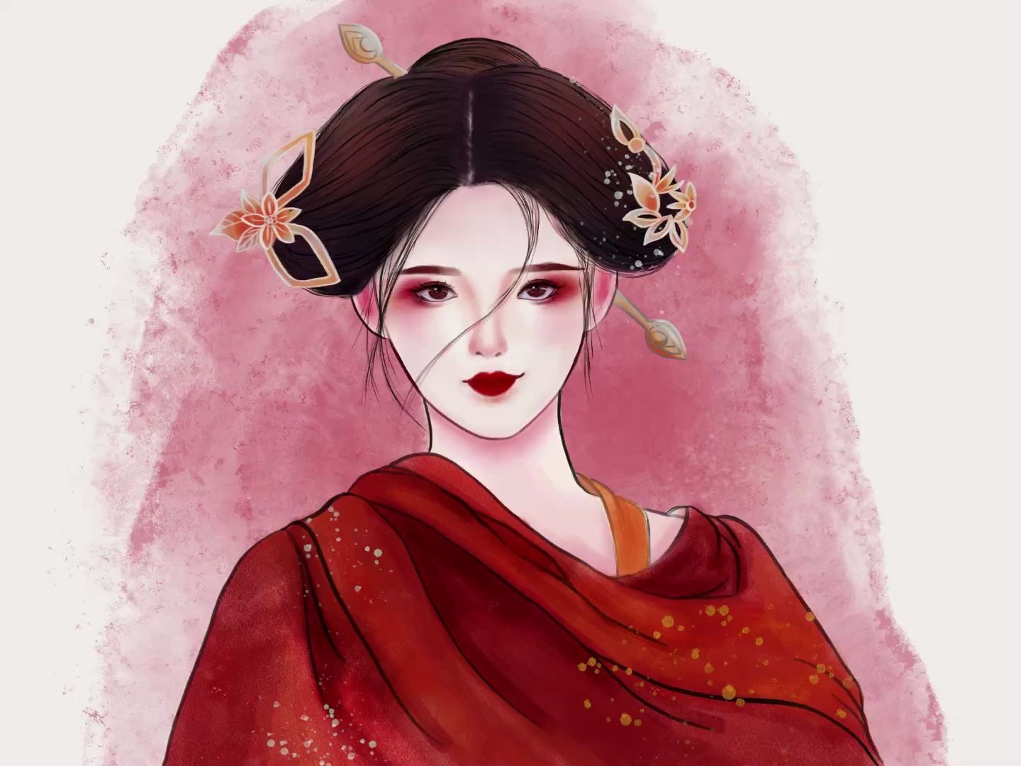 【板绘】传闻中的陈芊芊 古风惊艳红衣女子