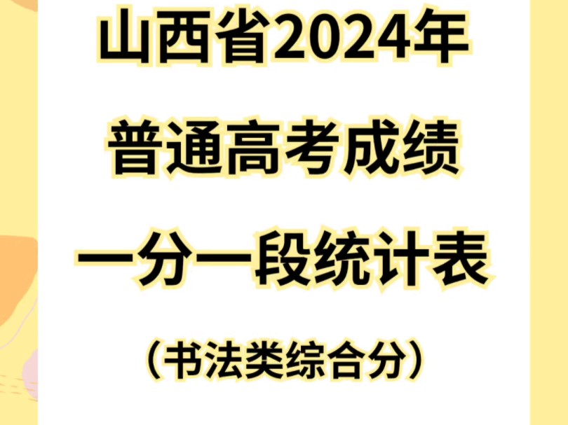 山西省2024年普通高考(书法类综合分)一分一段统计表哔哩哔哩bilibili