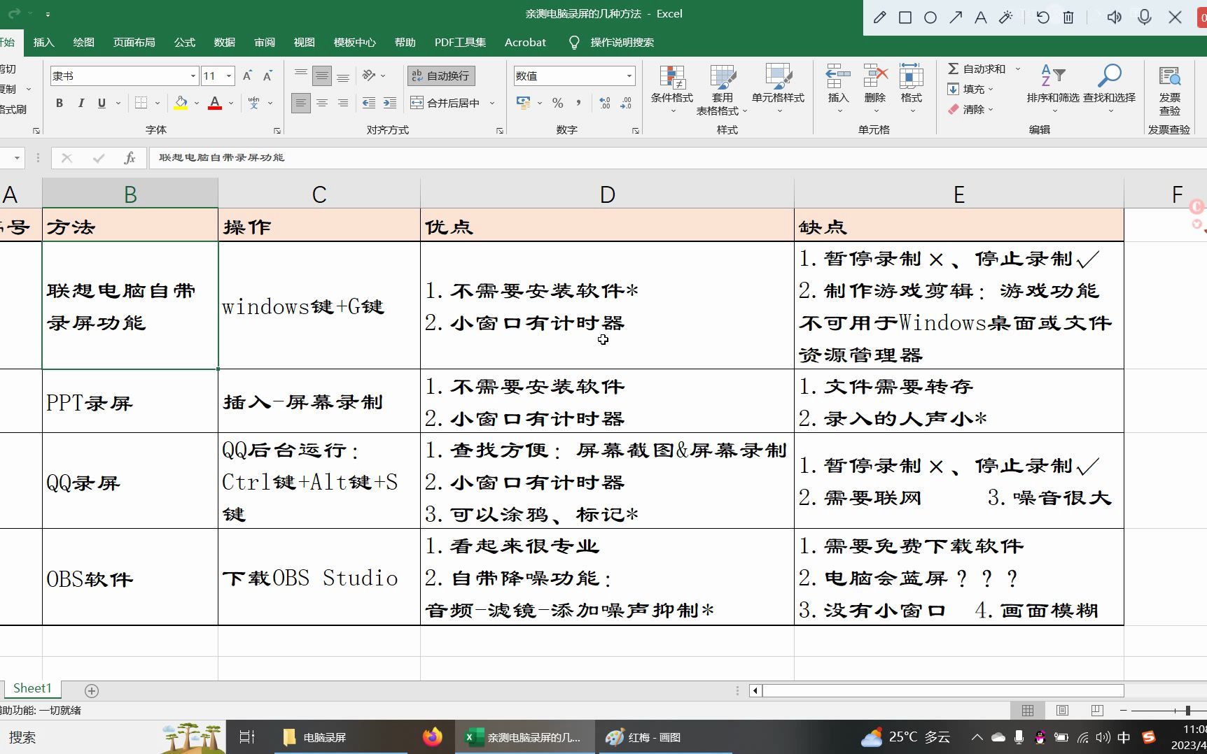 亲测电脑录屏的四种方法:1联想电脑自带、2PPT录屏、3QQ录屏、4OBS软件 有操作有对比还有直观小视频哔哩哔哩bilibili