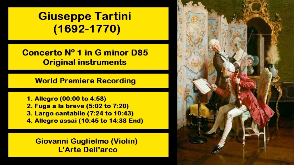 [图]（巴洛克音乐） 朱塞佩·塔蒂尼 D85 «G小调小提琴协奏曲No. 1» 小提琴和大提琴等乐器演奏