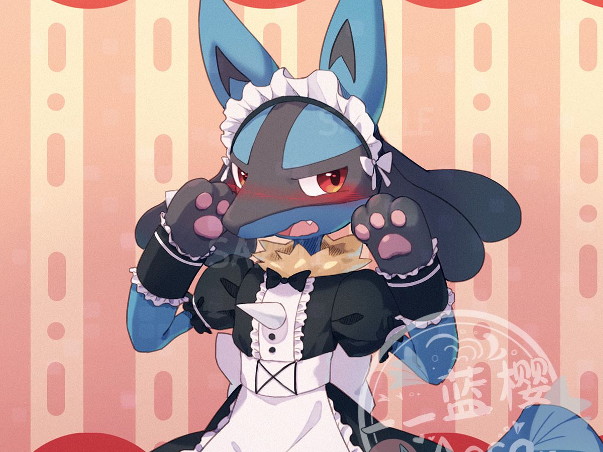 【稿件展示】宝可梦头像——路卡利欧 "你说有战斗系女仆不是骗我的吧