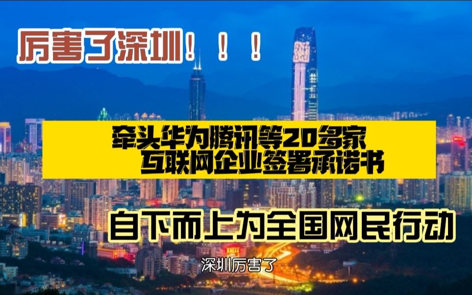 深圳这波操作666,为网友牵头腾讯华为等20多家企业签署承诺书哔哩哔哩bilibili