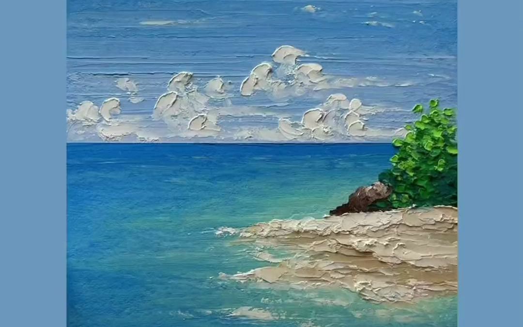 【油画棒】我想去海边 因为你说海是深蓝色像极了你心里的梦