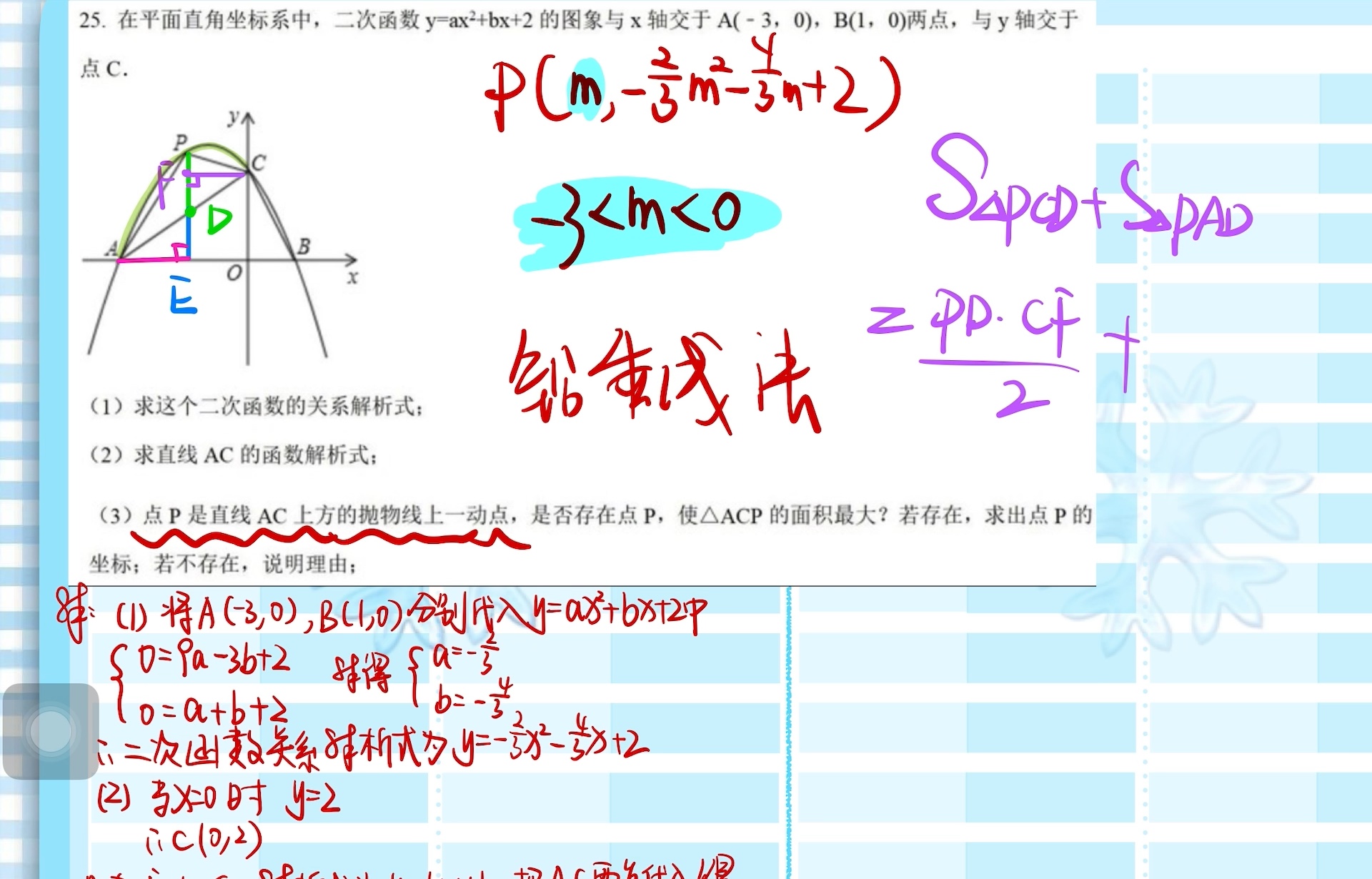 秋季九上铅垂线法求二次函数中三角形面积最值(视频最后有秒杀技巧)哔哩哔哩bilibili