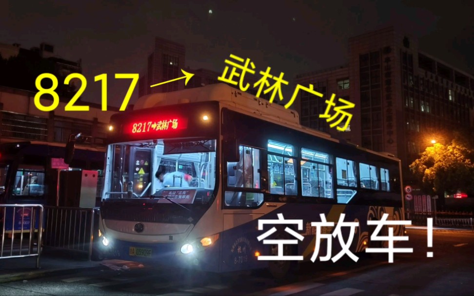 【夜晚的空放车ⷥŠ山一站直达武林】【端午特更】杭州8217路 半山路公交站→武林广场 空放 全程前方展望哔哩哔哩bilibili