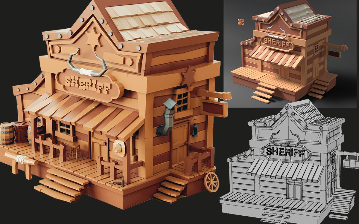 【3dmax新手建模】从拉box开始制作牛仔小房子建筑模型,超详细的完整