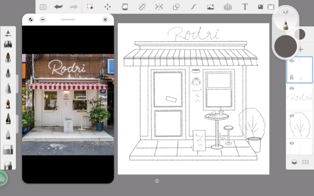 【华为平板绘画】sketchbook甜品店面线稿|零基础也能上手!哔哩哔哩bilibili