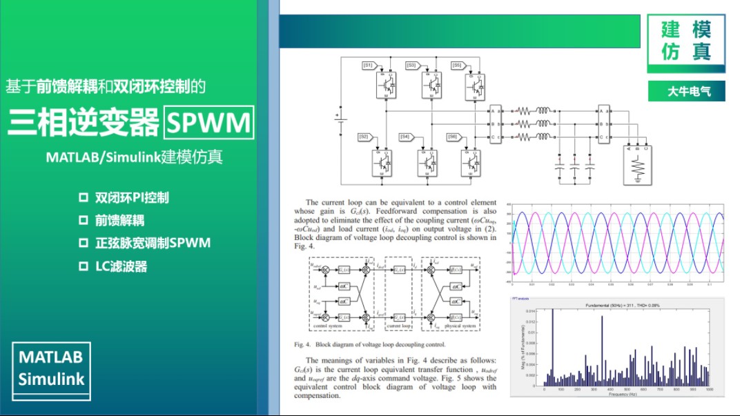 三相逆变器(一) 前馈解耦双闭环控制SPWM正弦脉宽调制MATLAB/Simulink仿真哔哩哔哩bilibili