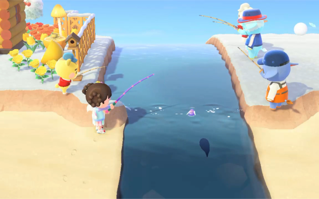 动森 和小动物一起钓鱼