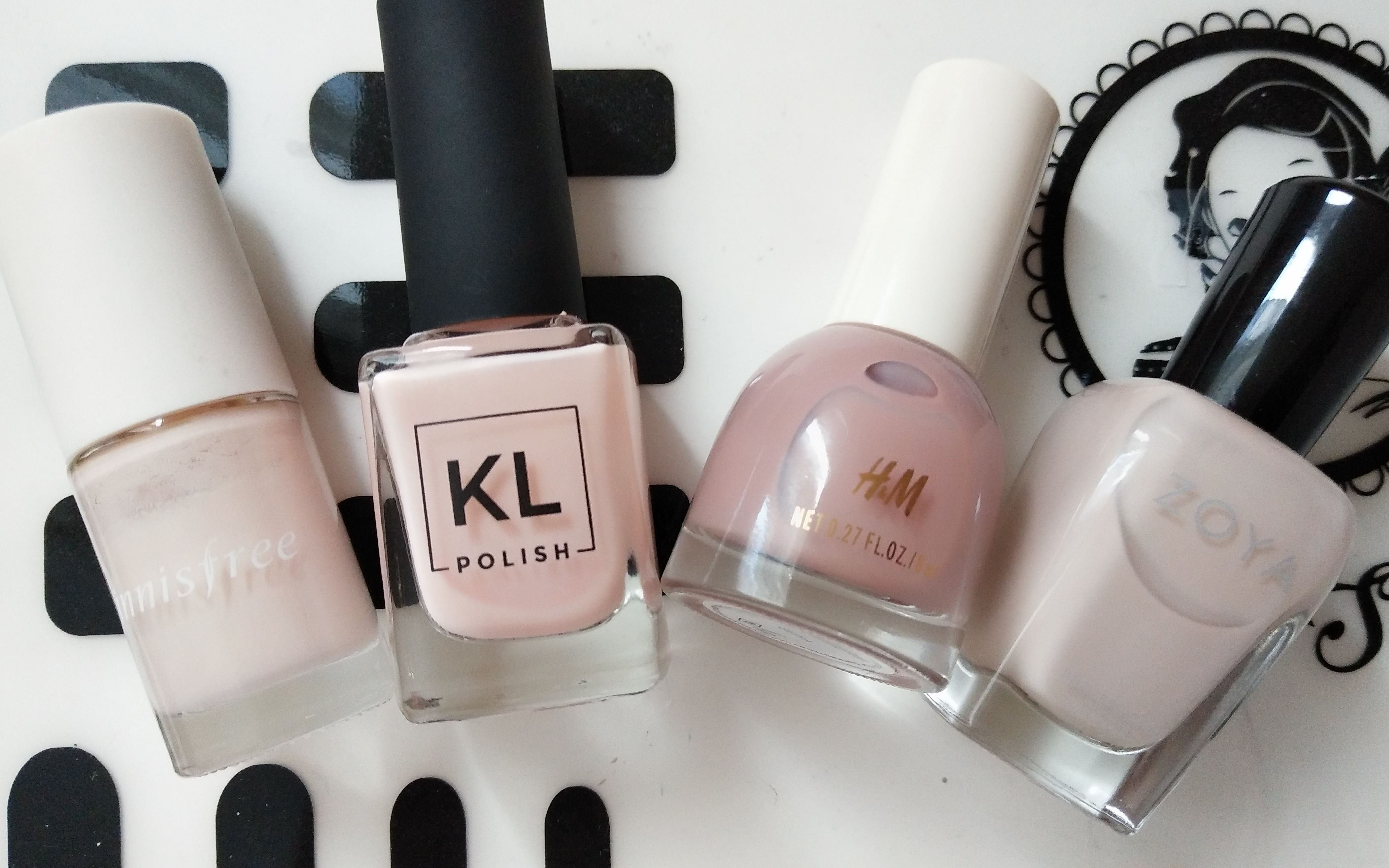 佛青试色四支裸色指甲油刷色