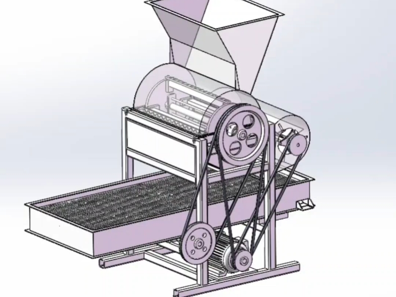 板栗挤压式脱壳机3d数模图纸 solidworks20设计