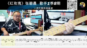 Download Video: 《红玫瑰》live 张碧晨  歌手1季8期 贝斯翻弹 bass cover 人肉贝斯机林维俊