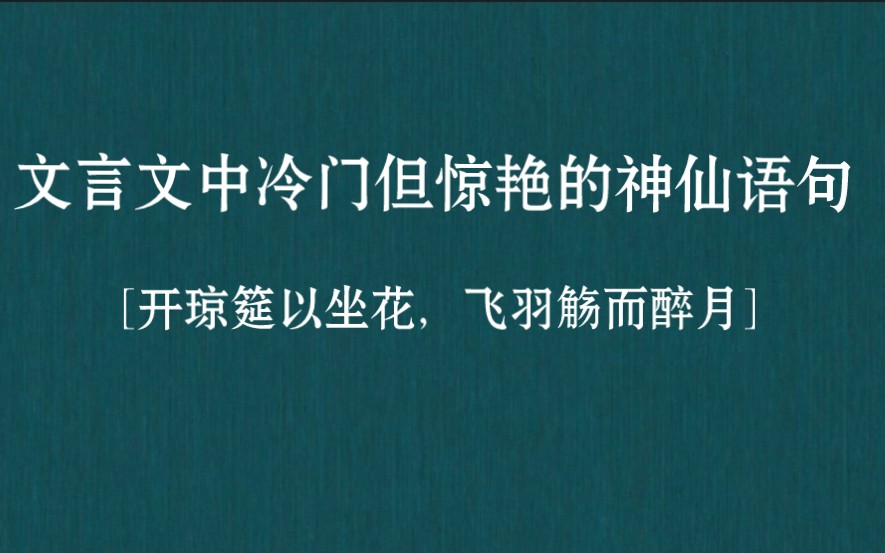 【古文字之美】盘点冷门但惊艳的文言文神仙语句哔哩哔哩bilibili