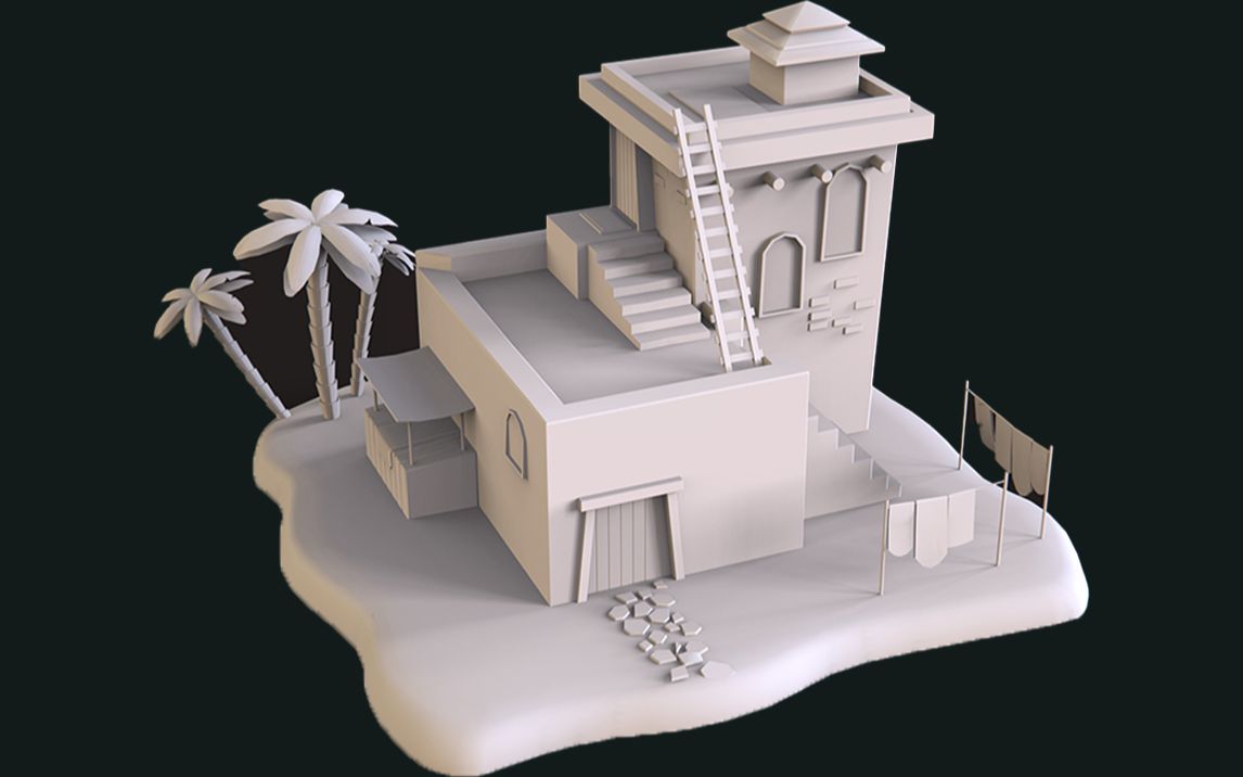 3dmax建模案例小练习,写实海景房模型制作, 新手入门建模必会技巧