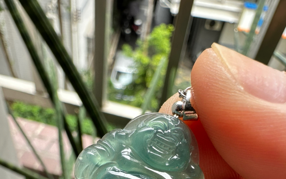 猜价格,佛公翡翠锁骨挂坠,天然a货大肚笑佛冰种吊坠翡翠,无瑕疵无纹裂