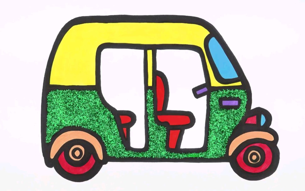 儿童三轮车简笔画彩色图片