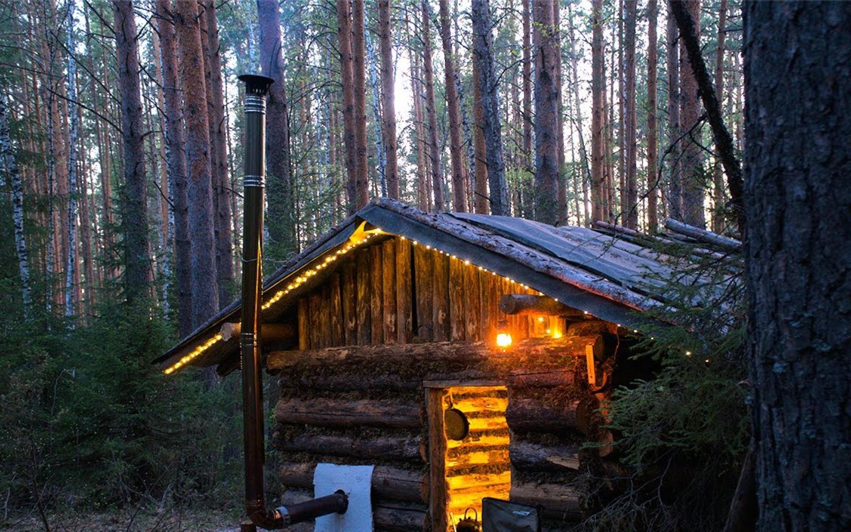 【荒野独居】舒适的原木屋生存之道 如何在大森林里度过夜晚