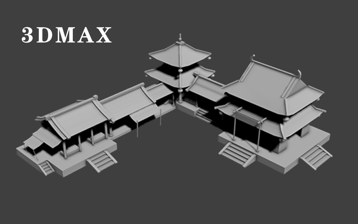 【3dmax】簡單古風建築場景模型製作,小白入門建模案例講解_嗶哩嗶哩