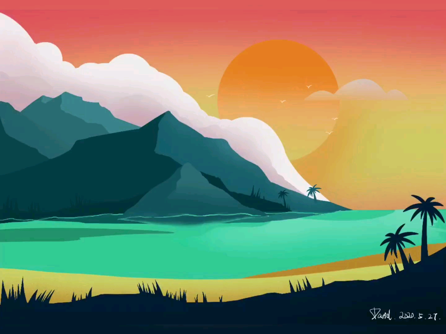 【ipad procreate手绘】风景画_哔哩哔哩 (゜-゜)つロ 干杯~-bilibili