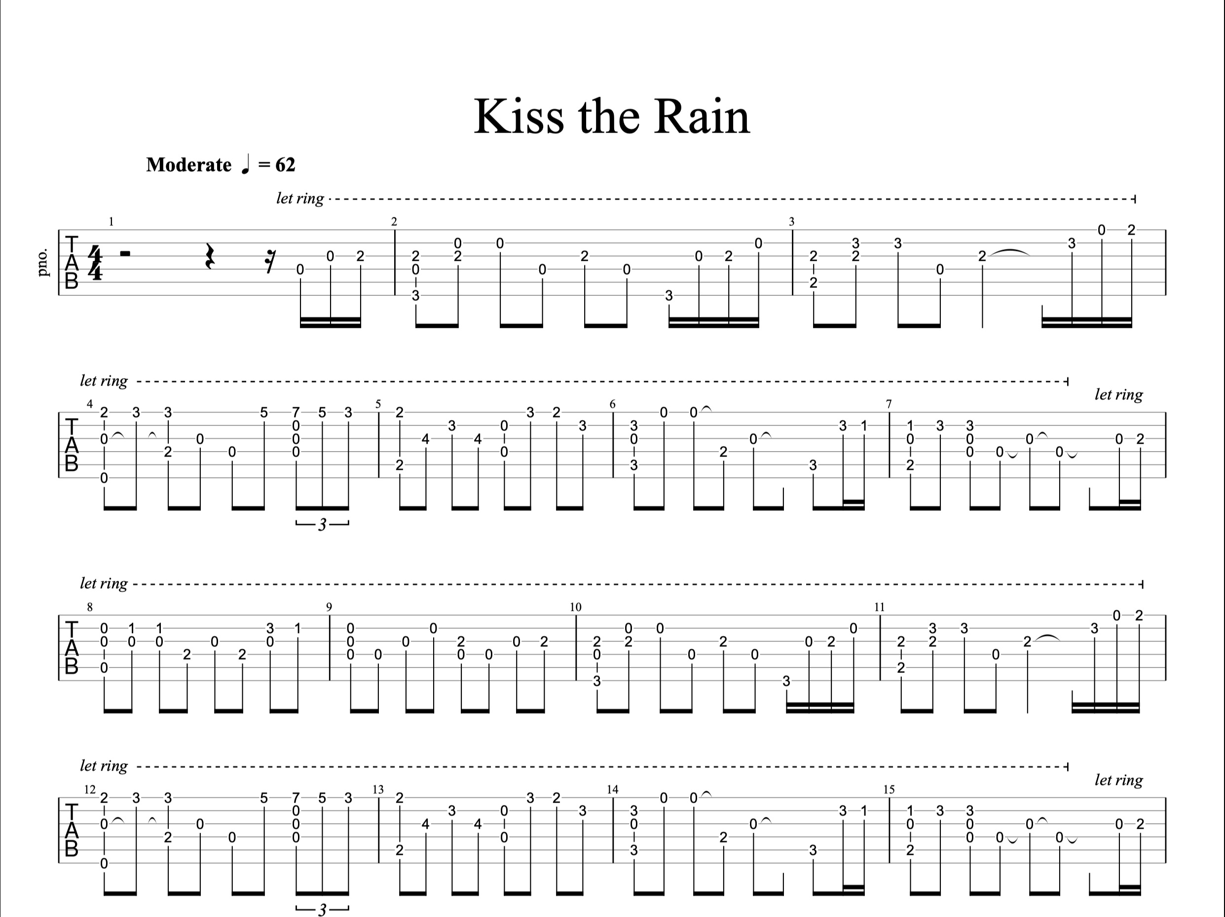 kiss the rain指弹谱图片