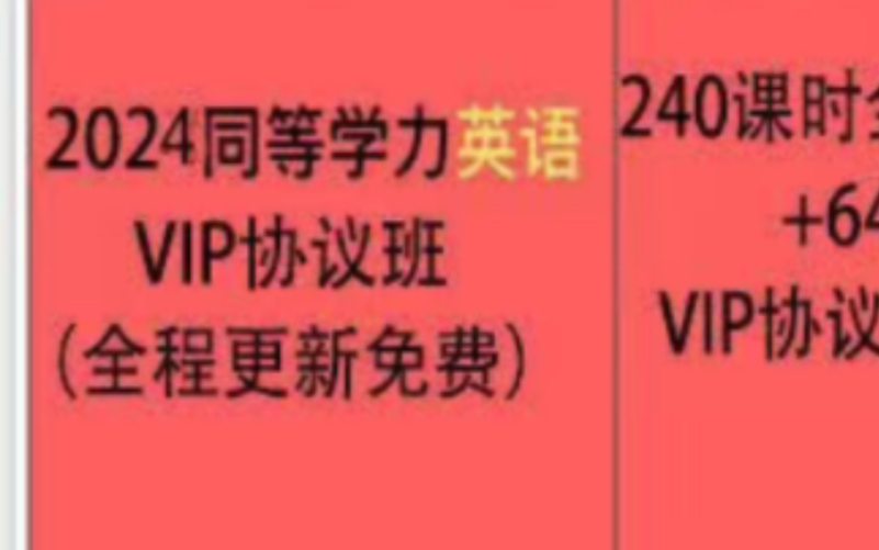 2024年同等学力英语VIP协议班课程内容介绍VIP协议班课时数量240课时课程介绍64课时课程介绍2024同等学力英语VIP协议班哔哩哔哩bilibili