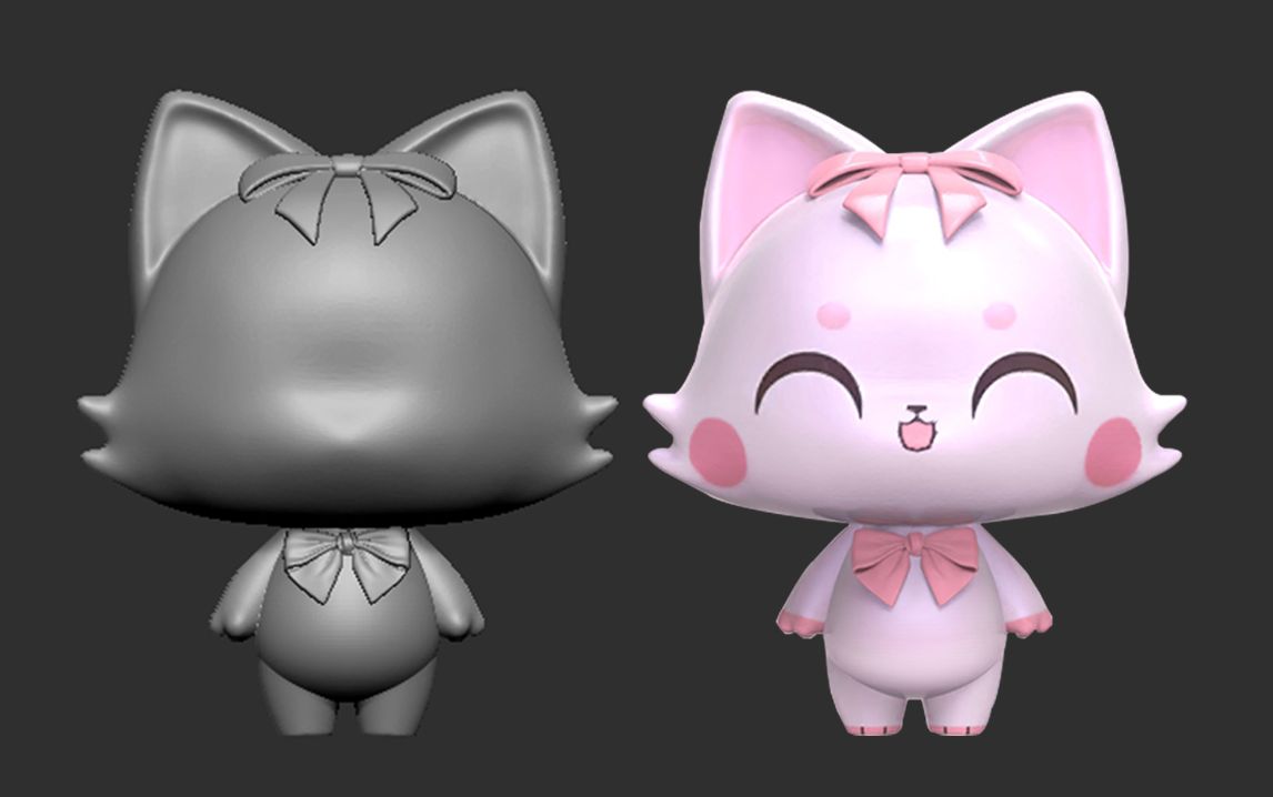 【zbrush】超可爱卡通猫咪手办雕刻教学,零基础新手也能制作潮玩手办