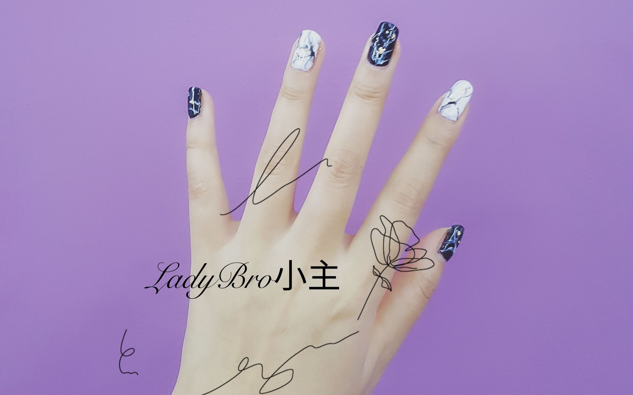 【LadyBro小主】自制大理石纹跳色美甲教程!哔哩哔哩bilibili