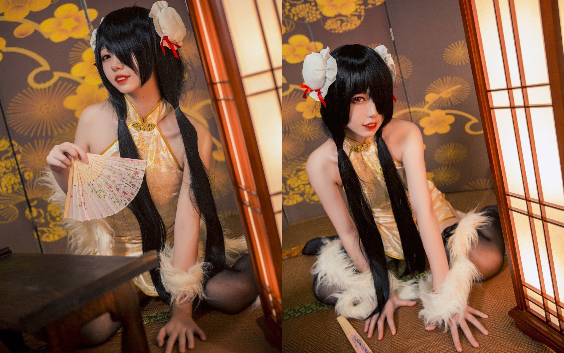 一只沙田柚ww小姐姐cos约会大作战时崎狂三旗袍希望终有一日能够与士