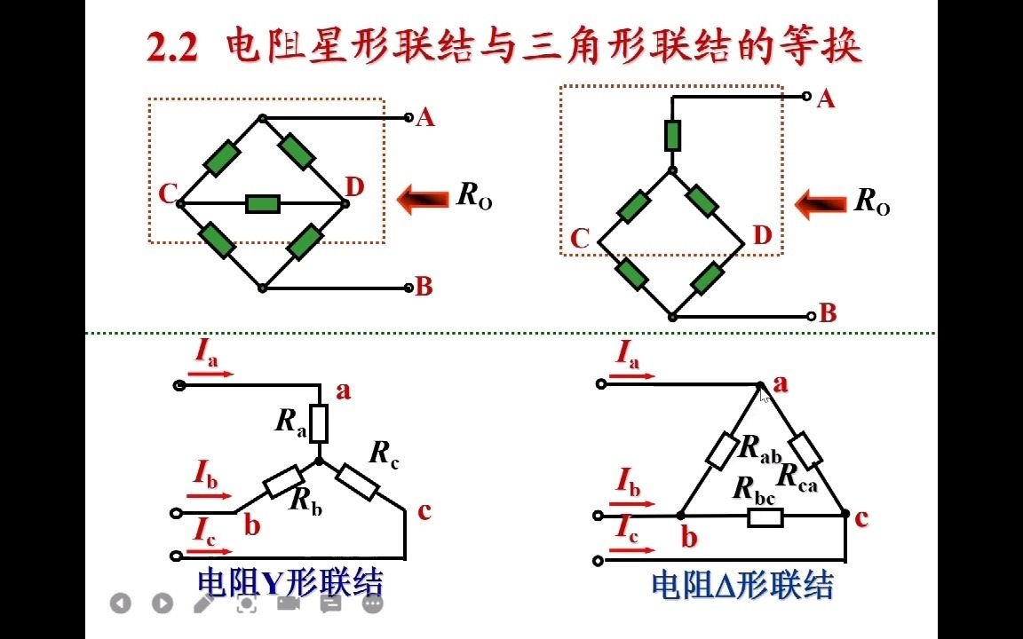 [图]2.2 电阻星形联结与三角形联结的等效变换