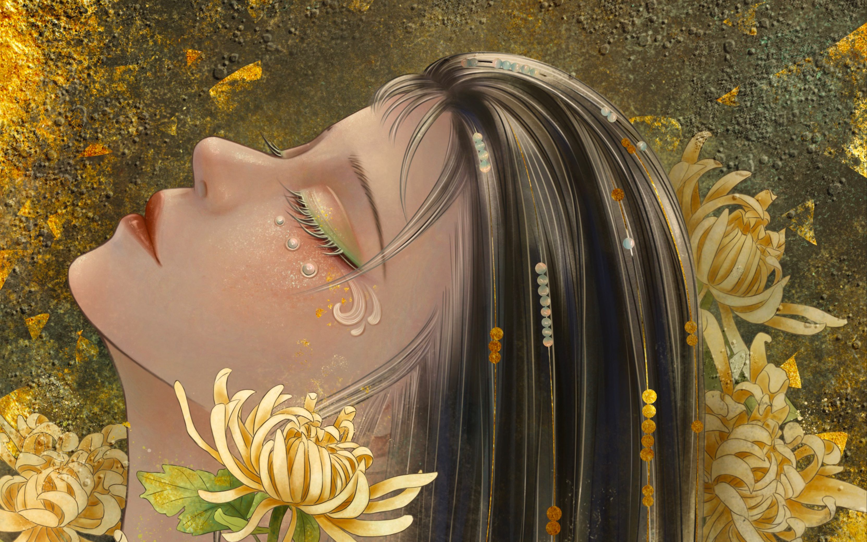 菊花花神绘画过程