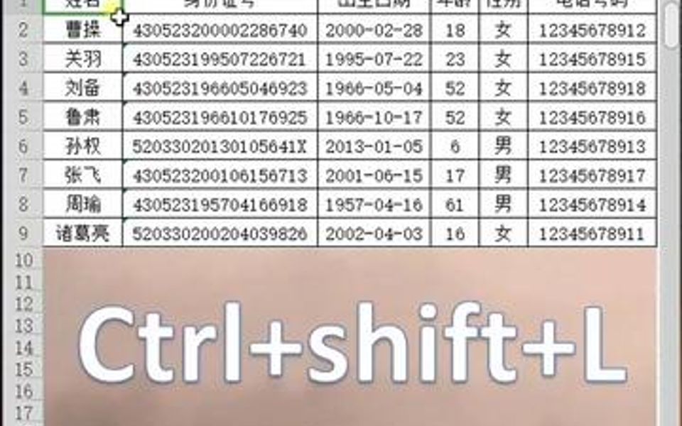 Excel筛选功能,筛选快捷键哔哩哔哩bilibili