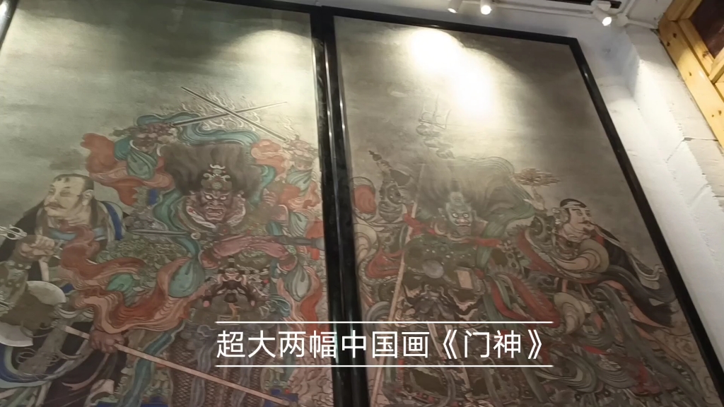 [图]【乡村美术馆】溪上美术馆进门的中国画门神矿石颜料美丽不褪色超精细