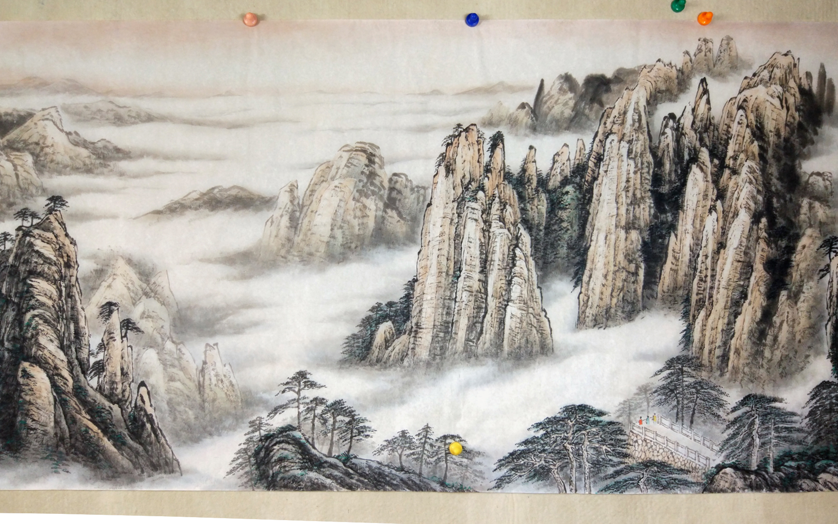 【国画】斧劈皴这么用 几笔就能画出山水画 超简单国画四尺山水黄山烟云绘制演示哔哩哔哩bilibili