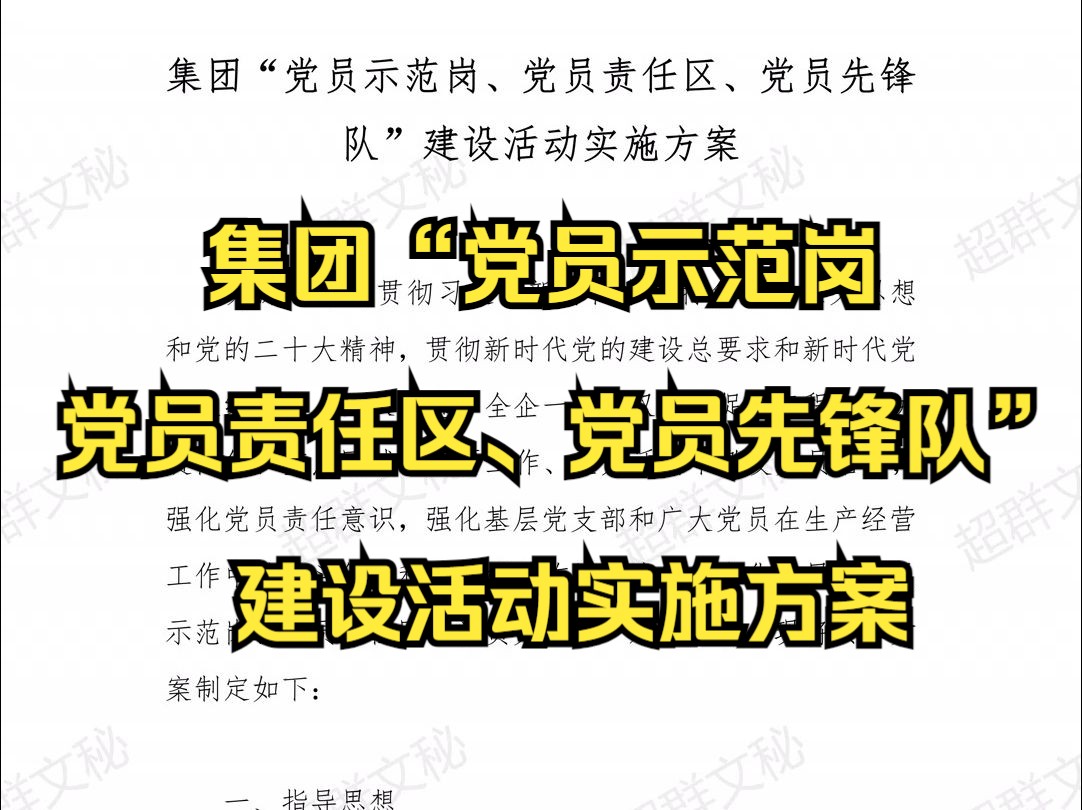 集团“党员示范岗、党员责任区、党员先锋队”建设活动实施方案 最新范文哔哩哔哩bilibili