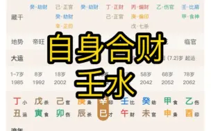 Download Video: 自身合财的壬水，丁壬合，合了正财，忽略偏财