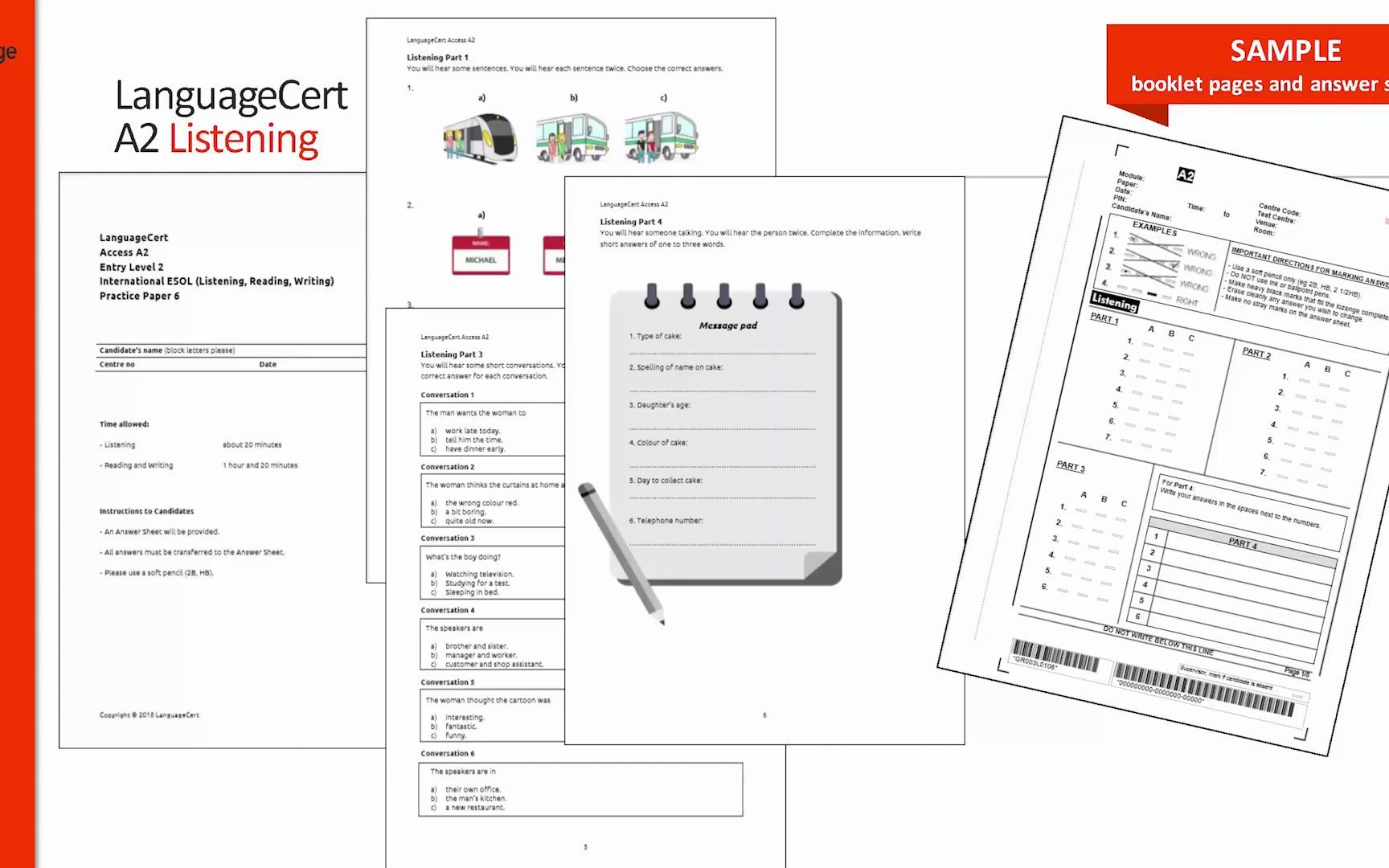 [图]朗思A2听力题型介绍 LanguageCert International ESOL Exploring A2 Access Listening