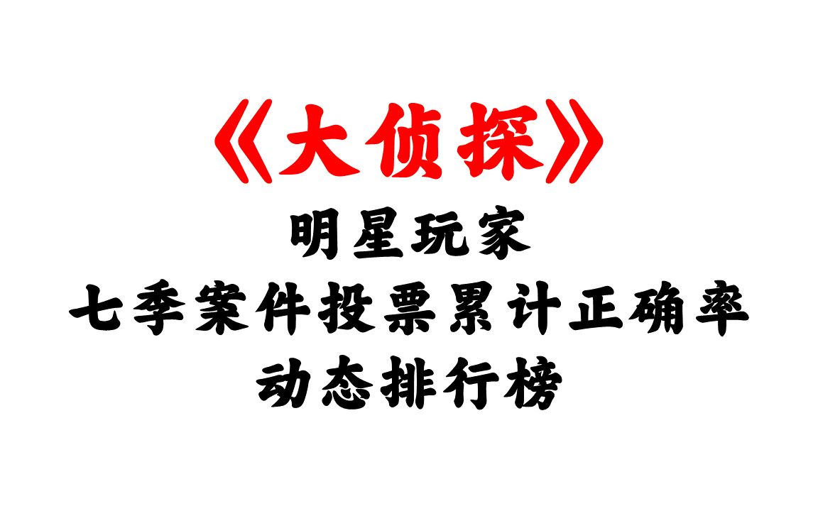 【大侦探 | 数据可视化】【剧透预警】七季明星玩家投票正确率动态排行榜(截至S7E7 蔷薇下的罪恶)哔哩哔哩bilibili